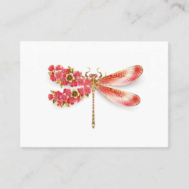 Carte De Parrainage libellule de fleurs avec sakura de bijoux (Devant)