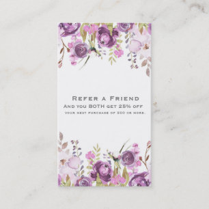 Carte De Parrainage Lilas Violet Lavande Floral Chic Réferer une Amie