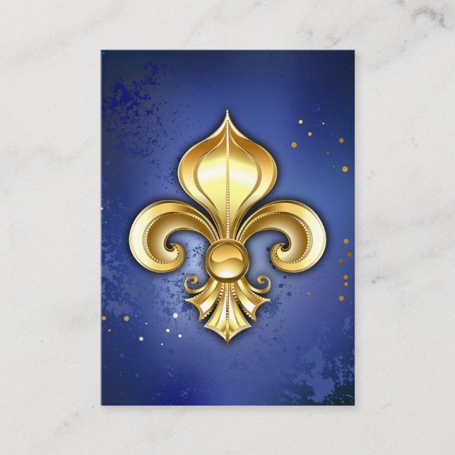 Carte De Parrainage Lis d'or sur fond bleu (Devant)