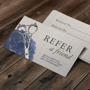 Carte De Parrainage Liste de cheveux Vintage ciseaux à fleurs Salon de