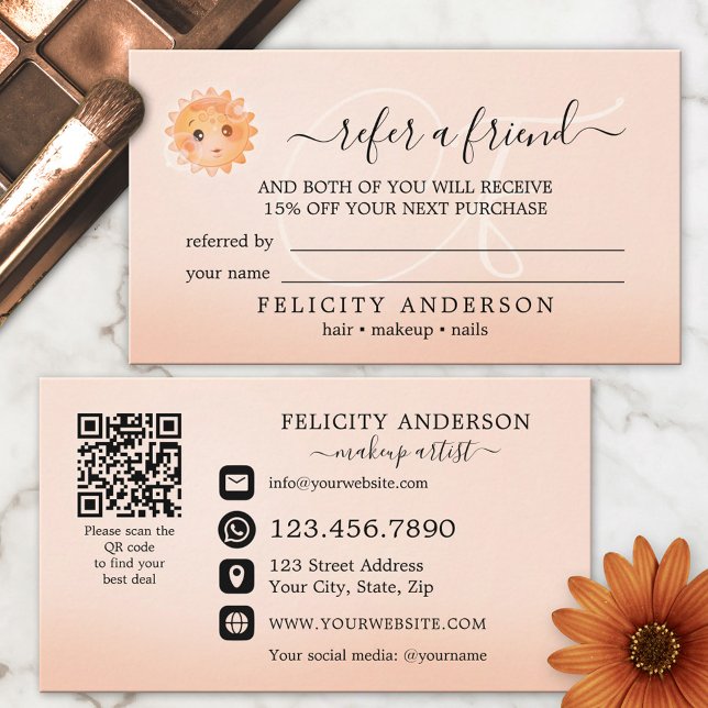 Carte de parrainage Logo Code QR Peach Beauty (Créateur téléchargé)