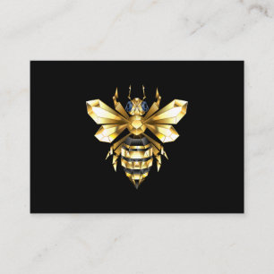 Carte De Parrainage Logo Faux Gold Foil Bee Polygonal sur Noir