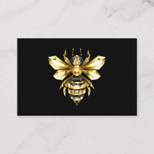 Carte De Parrainage Logo Faux Gold Foil Bee Polygonal sur Noir