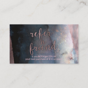 Carte De Parrainage L'or bleu et rose d'aquarelle moderne se réfèrent