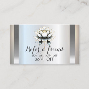 Carte De Parrainage Lotus Blanc Professionnel Argent