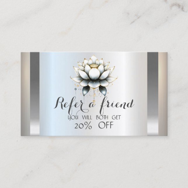 Carte De Parrainage Lotus Blanc Professionnel Argent (Devant)