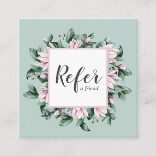 Carte De Parrainage Magnolia et Eucalyptus cadre floral sauge vert