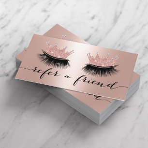 Carte De Parrainage Maquillage Artiste Couronne Lashes Rose Gold