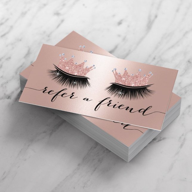 Carte De Parrainage Maquillage Artiste Couronne Lashes Rose Gold (Créateur téléchargé)