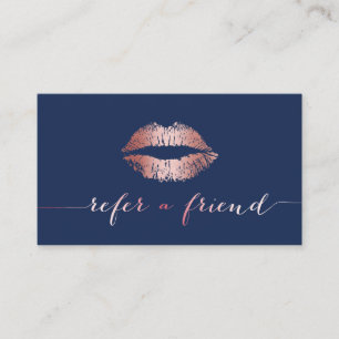 Carte De Parrainage Maquillage Artiste Rose Lips d'or Marine Blue Refe