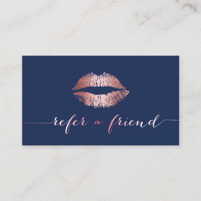 Carte De Parrainage Maquillage Artiste Rose Lips d'or Marine Blue Refe (Devant)