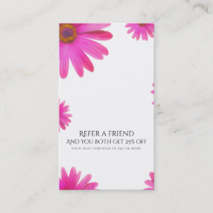 Carte De Parrainage Marguerites roses Floral Daisy Élégant Référez un