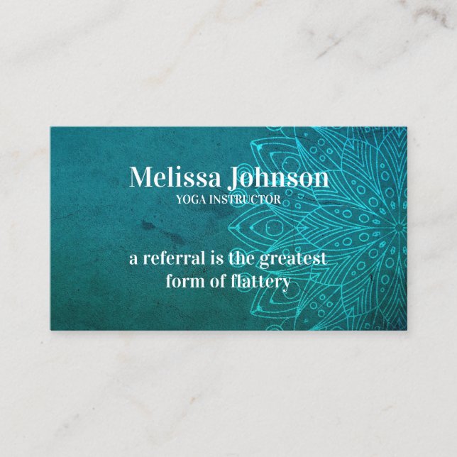 Carte De Parrainage Méditation de Yoga bleu Mandala Référer un ami (Devant)