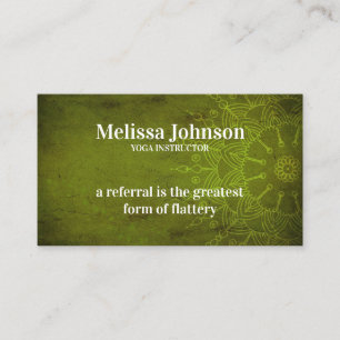 Carte De Parrainage Méditation de Yoga vert foncé Mandala Référer un a