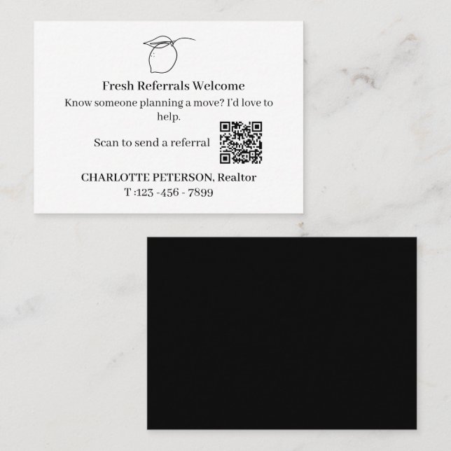 Carte De Parrainage Minimal Lemon  Immobilier d'été (Devant / Derrière)