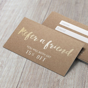Carte de parrainage   Minimaliste Gold Script Rust