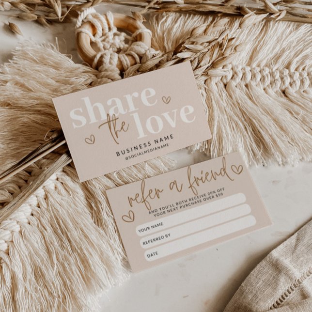 Carte De Parrainage Modern Boho Refer A Friend Discount Coupon Card (Refer a Friend Discount Business Card)