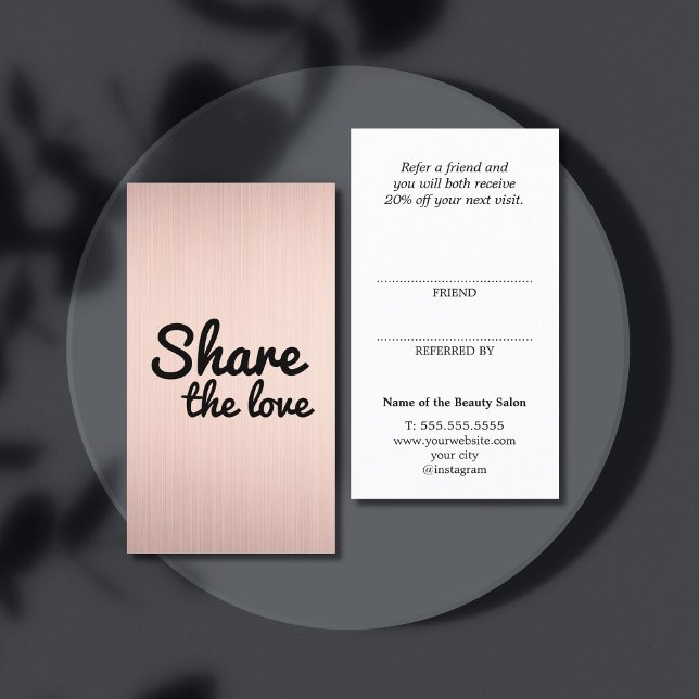 Carte De Parrainage Modern Cool Faux Rose Gold Bold Salon (Créateur téléchargé)