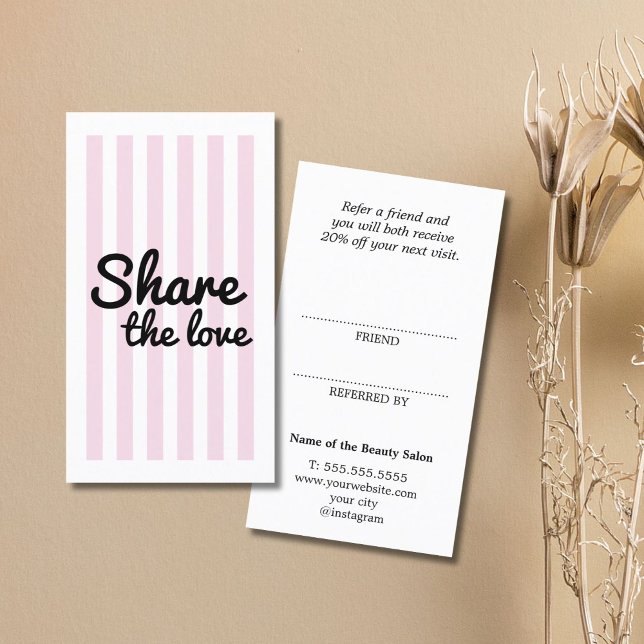 Carte De Parrainage Modern Cool Pink Stripes Black Bold Salon (Créateur téléchargé)