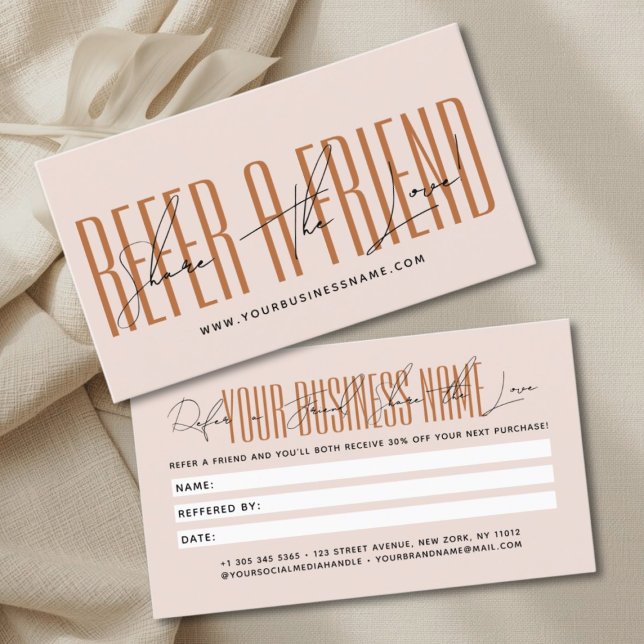 Carte De Parrainage Modern script typography share the love (Créateur téléchargé)