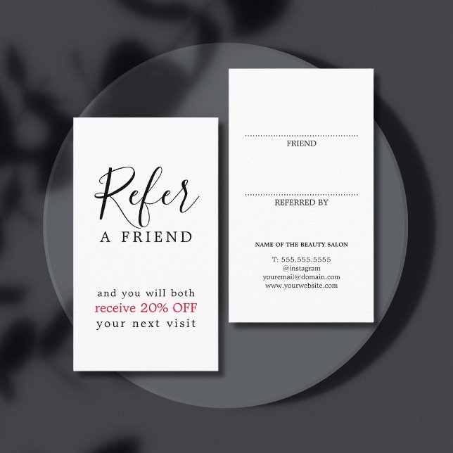 Carte De Parrainage Moderne Elegant Noir Rouge Bold Salon de Beauté (Créateur téléchargé)