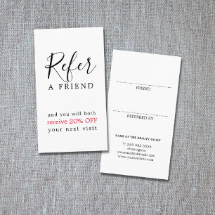 Carte De Parrainage Moderne Elegant Noir Rouge Bold Salon de Beauté