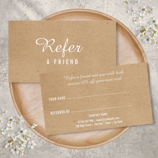 Carte De Parrainage Moderne minimaliste Kraft Professionnel (Modern Minimalist Kraft Professional Referral Card)
