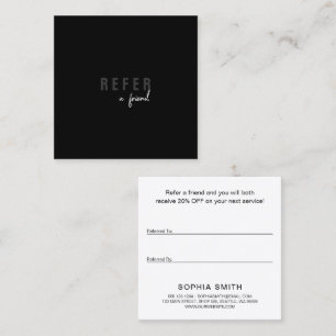 Carte De Parrainage Moderne minimaliste noir simple client
