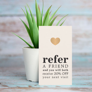 Carte De Parrainage Moderne Pastel Faux Gold Heart Salon