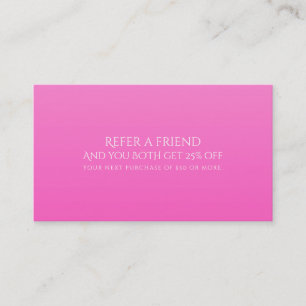 Carte de parrainage moderne teinte de rose Référer