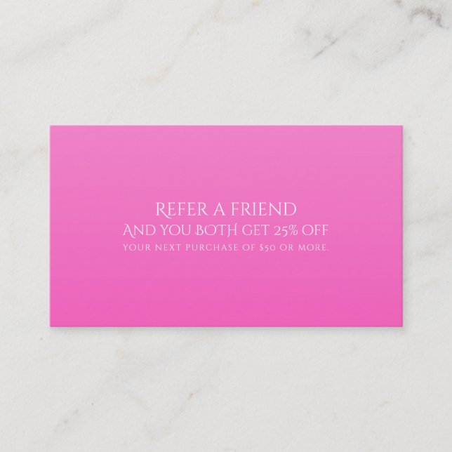 Carte de parrainage moderne teinte de rose Référer (Devant)
