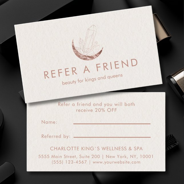 Carte De Parrainage Moon Crystal Energy Healer Salon Beige (Moon Crystal Energy Healer Salon Beige Referral Card)