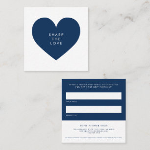 Carte De Parrainage Navy Blue Heart Minimalist Partagez votre amour