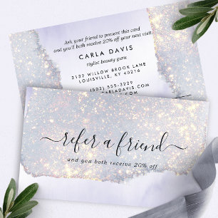 Carte De Parrainage Paillettes violettes holographiques Luxe Glam Irid