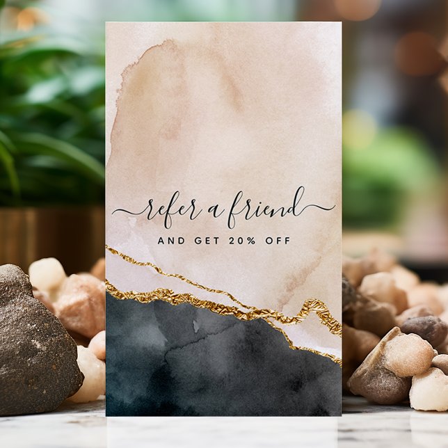 Carte De Parrainage Papier Marbré Rose Or Noir Entreprise (Créateur téléchargé)