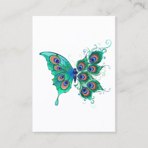 Carte De Parrainage Papillon aux plumes de paon vert