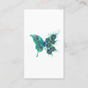 Carte De Parrainage Papillon aux plumes de paon vert