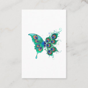 Carte De Parrainage Papillon aux plumes de paon vertes