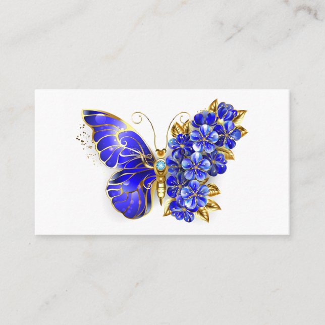 Carte De Parrainage Papillon saphir à fleurs (Devant)