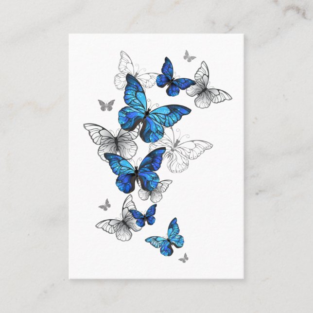 Carte De Parrainage Papillons volants bleus Morpho (Devant)