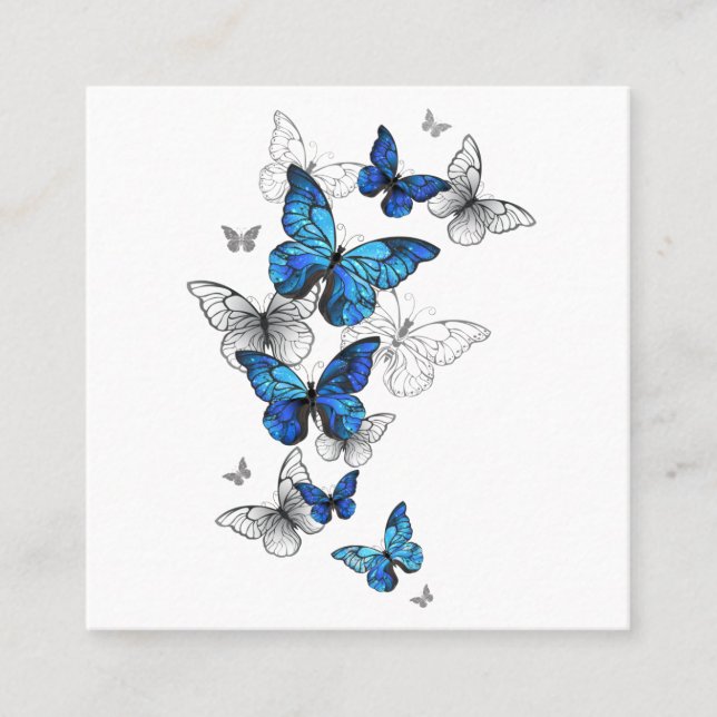 Carte De Parrainage Papillons volants bleus Morpho (Devant)