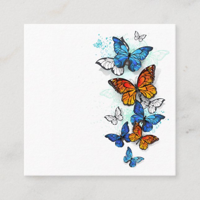Carte De Parrainage Papillons volants Morpho et Monarch (Devant)