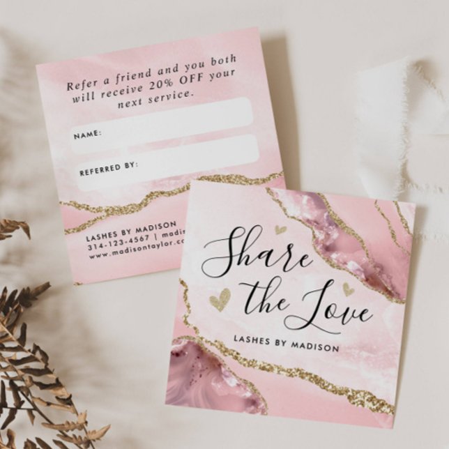 Carte De Parrainage Parties scintillant en marbre rose vif Agate chic  (Créateur téléchargé)