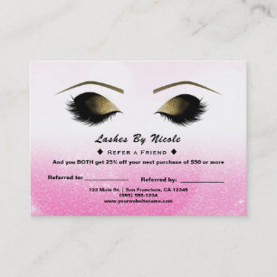 Carte De Parrainage Parties scintillant rose blanc Lashes Référencez A