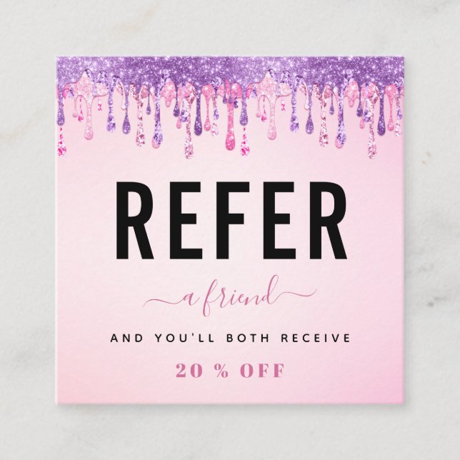 Carte De Parrainage Parties scintillant violet rose Ajouter logo et no (Devant)