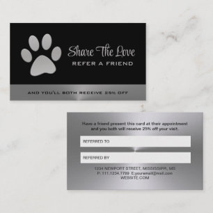 Carte De Parrainage Paw Chien Argent sur le service Grossiste pour Ani