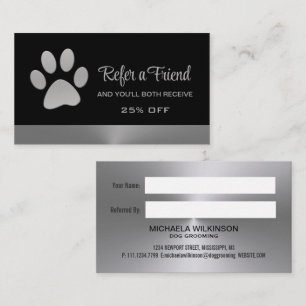 Carte De Parrainage Paw Chien Argent sur le service Grossiste pour Ani