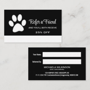 Carte De Parrainage Paw chien blanc sur le service de toilettage pour