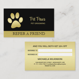 Carte De Parrainage Paw chien brillant or sur le service de grossissem
