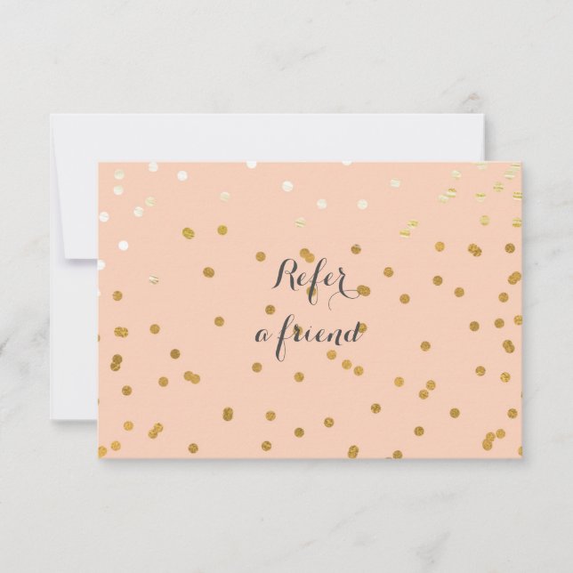 Carte de parrainage Peach & Shiny Gold Modern Dots (Devant)